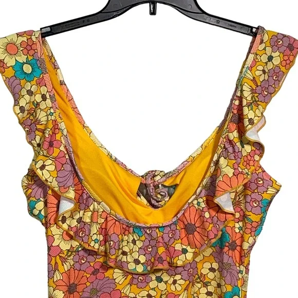 Jessica Simpson Floral Rendevous Ruffled-neck Swimsuit L - Picture 9 of 10